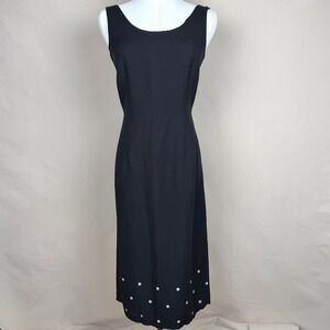 Vintage Laura Ashley Linen Blend Dainty Floral Midi Dress Minimalist 90s Size 6